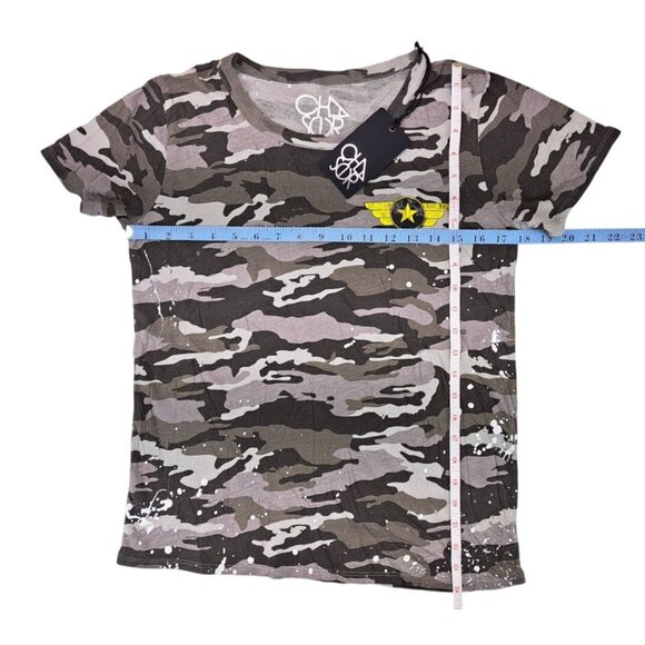 Chaser Distressed Camo T-Shirt Military Style Wing Emblem Women Small New Tee - Picture 6 of 6